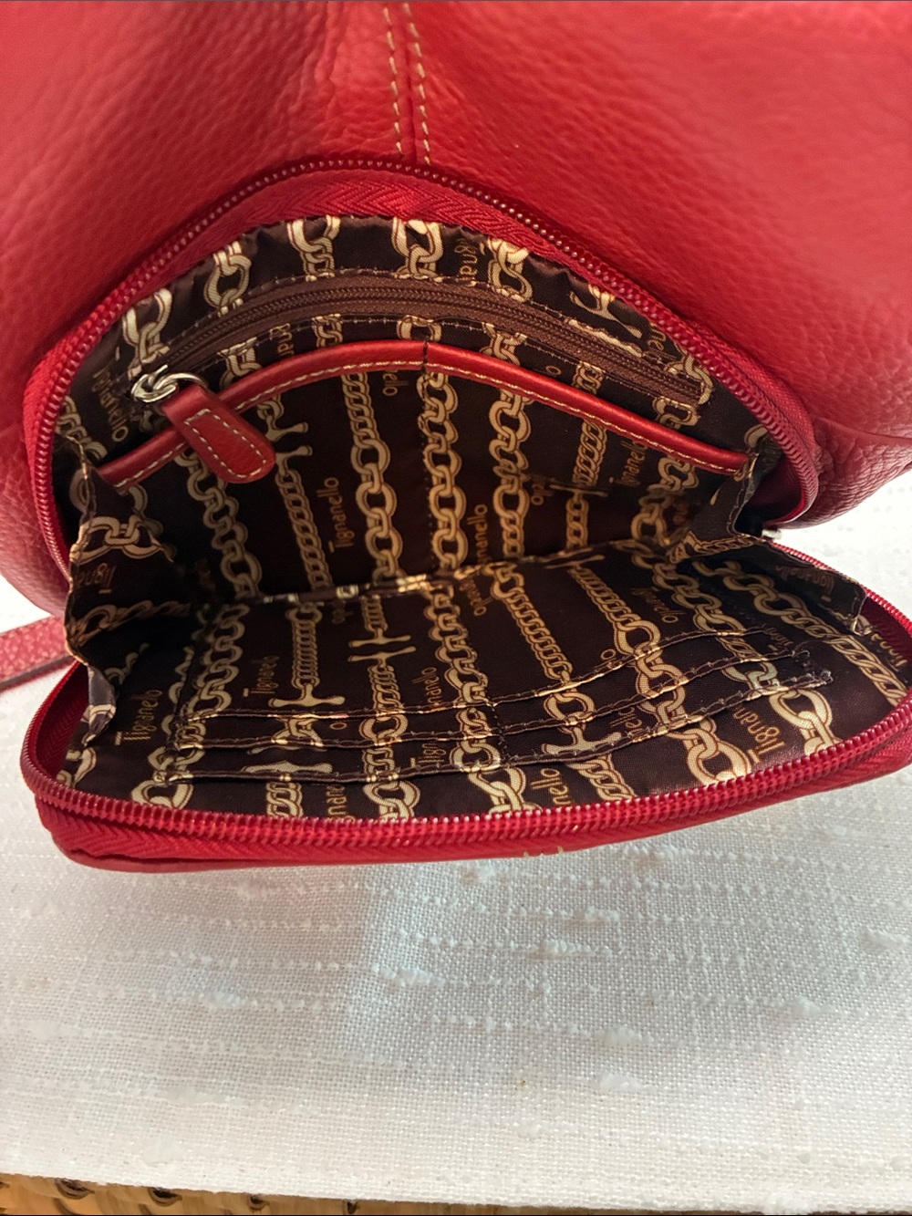 Tignanello Red Leather Crossbody Bag - Picture 3 of 6